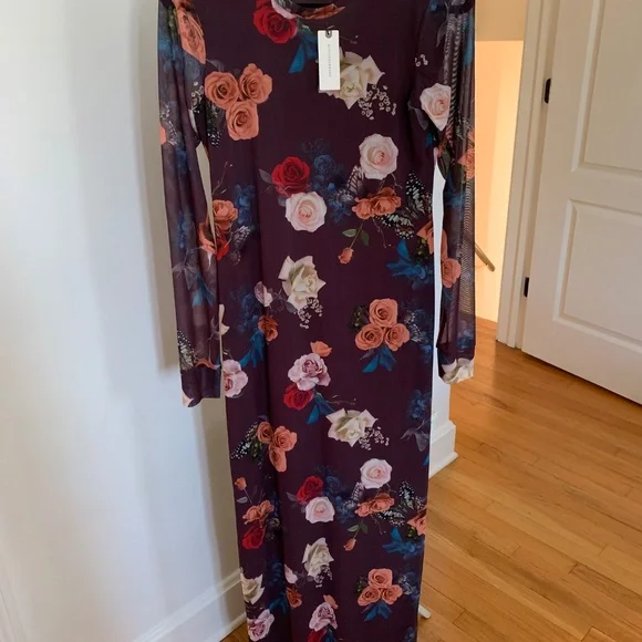 AFRM Didi Long Sleeve Mesh Maxi Dress in Chocolate Rose in size large. - Picture 5 of 5